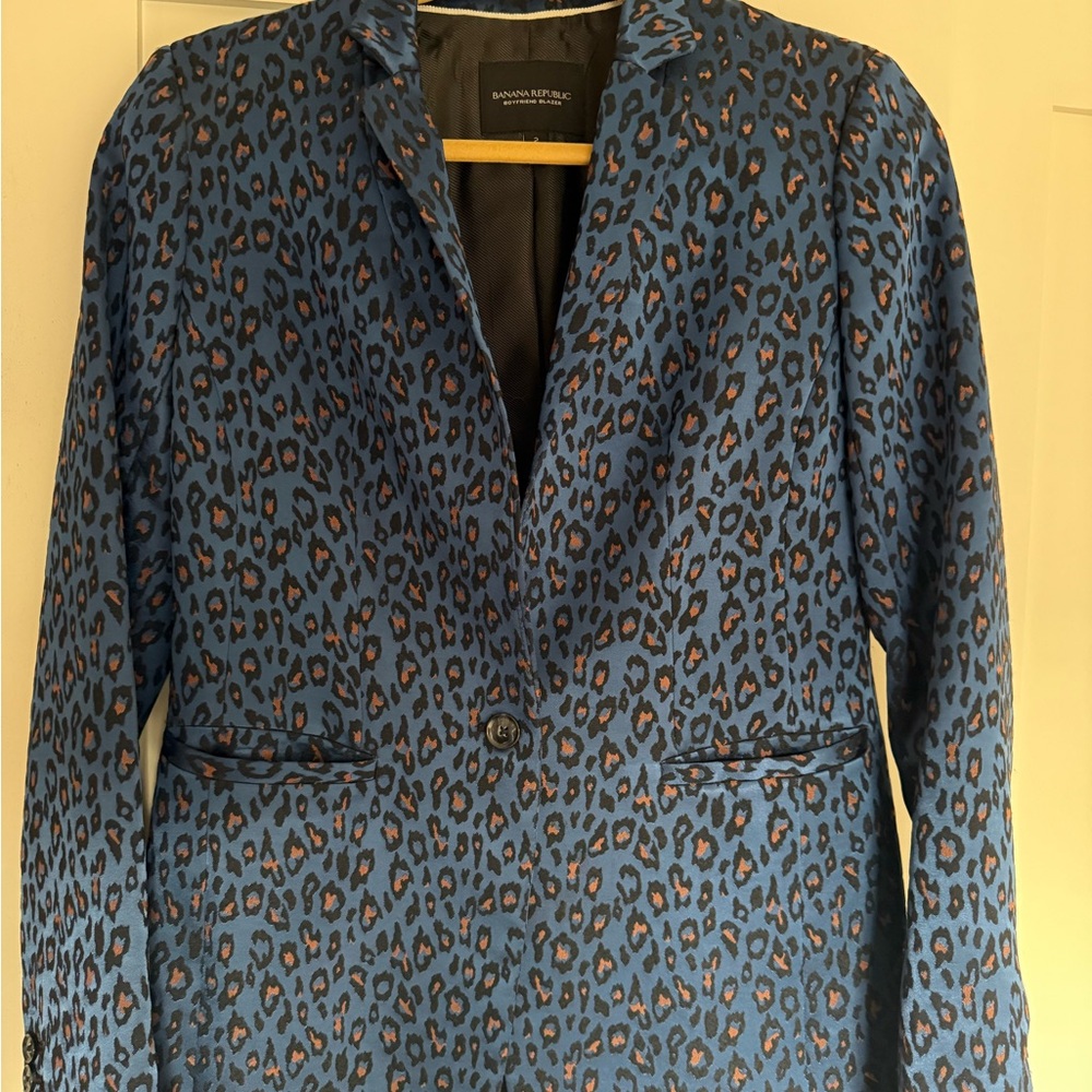 Banana Republic Blue Animal Print Blazer size 2